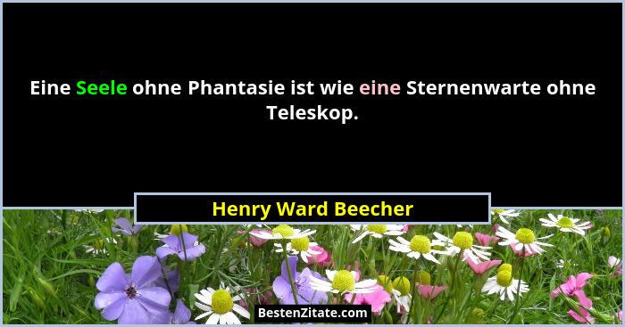 Eine Seele ohne Phantasie ist wie eine Sternenwarte ohne Teleskop.... - Henry Ward Beecher
