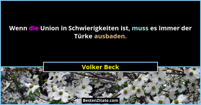 Wenn die Union in Schwierigkeiten ist, muss es immer der Türke ausbaden.... - Volker Beck