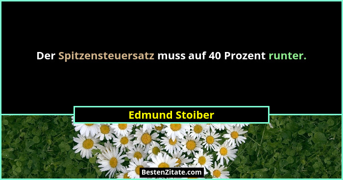 Der Spitzensteuersatz muss auf 40 Prozent runter.... - Edmund Stoiber