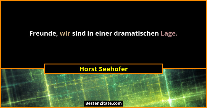 Freunde, wir sind in einer dramatischen Lage.... - Horst Seehofer