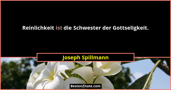 Reinlichkeit ist die Schwester der Gottseligkeit.... - Joseph Spillmann