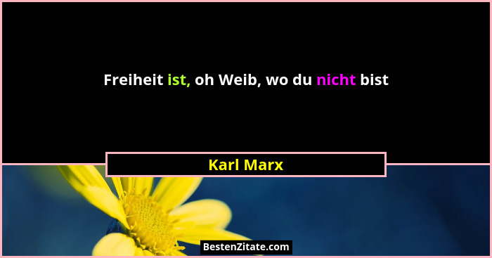 Freiheit ist, oh Weib, wo du nicht bist... - Karl Marx