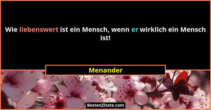 Wie liebenswert ist ein Mensch, wenn er wirklich ein Mensch ist!... - Menander