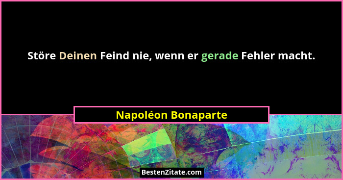 Störe Deinen Feind nie, wenn er gerade Fehler macht.... - Napoléon Bonaparte