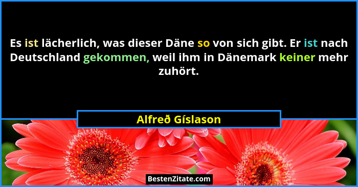 Es ist lächerlich, was dieser Däne so von sich gibt. Er ist nach Deutschland gekommen, weil ihm in Dänemark keiner mehr zuhört.... - Alfreð Gíslason