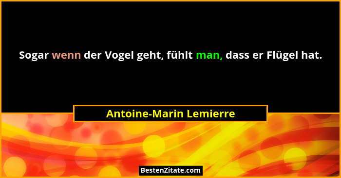 Sogar wenn der Vogel geht, fühlt man, dass er Flügel hat.... - Antoine-Marin Lemierre