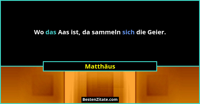 Wo das Aas ist, da sammeln sich die Geier.... - Matthäus
