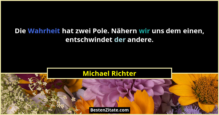 Die Wahrheit hat zwei Pole. Nähern wir uns dem einen, entschwindet der andere.... - Michael Richter
