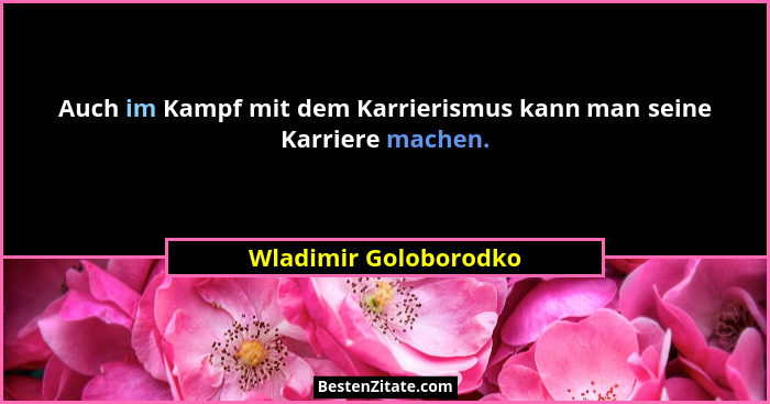 Auch im Kampf mit dem Karrierismus kann man seine Karriere machen.... - Wladimir Goloborodko