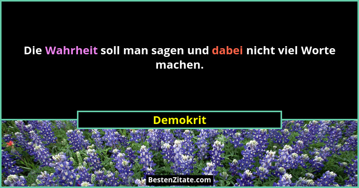 Die Wahrheit soll man sagen und dabei nicht viel Worte machen.... - Demokrit