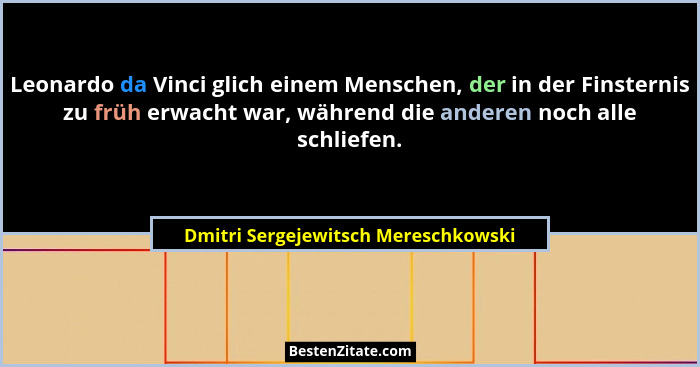 Leonardo da Vinci glich einem Menschen, der in der Finsternis zu früh erwacht war, während die anderen noch alle... - Dmitri Sergejewitsch Mereschkowski