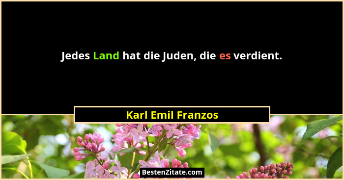 Jedes Land hat die Juden, die es verdient.... - Karl Emil Franzos