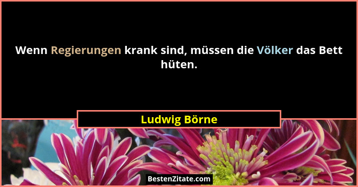 Wenn Regierungen krank sind, müssen die Völker das Bett hüten.... - Ludwig Börne