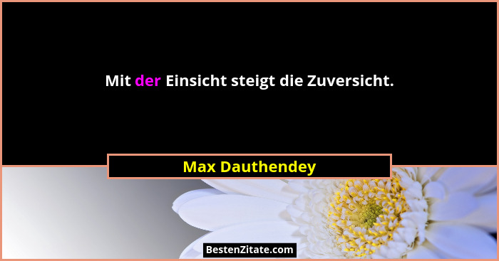 Mit der Einsicht steigt die Zuversicht.... - Max Dauthendey