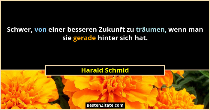 Schwer, von einer besseren Zukunft zu träumen, wenn man sie gerade hinter sich hat.... - Harald Schmid