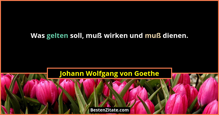 Was gelten soll, muß wirken und muß dienen.... - Johann Wolfgang von Goethe