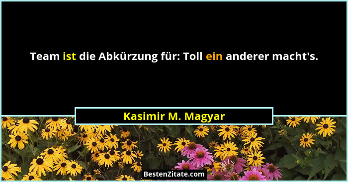 Team ist die Abkürzung für: Toll ein anderer macht's.... - Kasimir M. Magyar