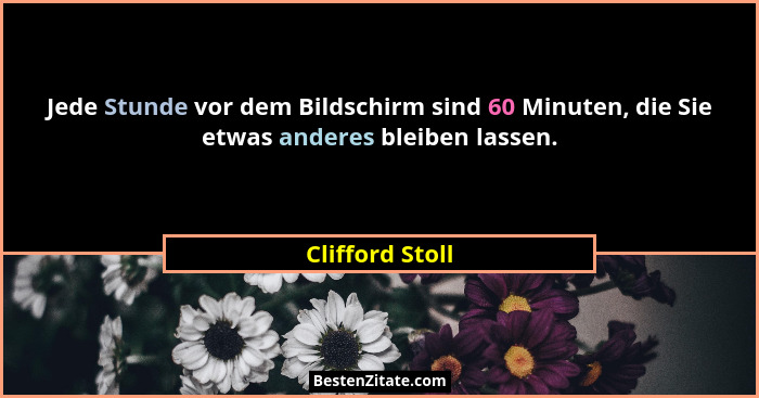 Jede Stunde vor dem Bildschirm sind 60 Minuten, die Sie etwas anderes bleiben lassen.... - Clifford Stoll