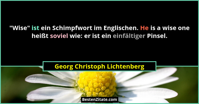 "Wise" ist ein Schimpfwort im Englischen. He is a wise one heißt soviel wie: er ist ein einfältiger Pinsel.... - Georg Christoph Lichtenberg