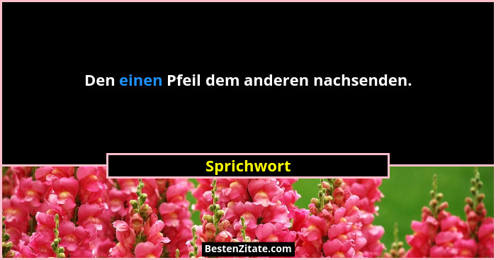 Den einen Pfeil dem anderen nachsenden.... - Sprichwort