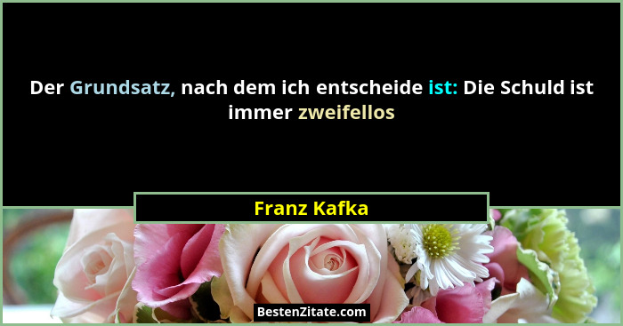 Der Grundsatz, nach dem ich entscheide ist: Die Schuld ist immer zweifellos... - Franz Kafka