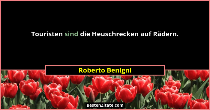 Touristen sind die Heuschrecken auf Rädern.... - Roberto Benigni