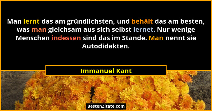 Man lernt das am gründlichsten, und behält das am besten, was man gleichsam aus sich selbst lernet. Nur wenige Menschen indessen sind... - Immanuel Kant