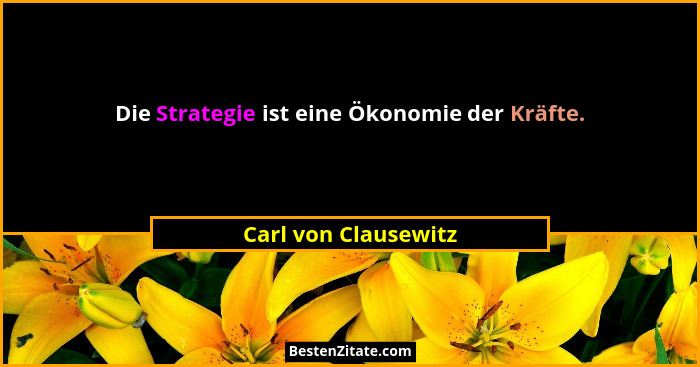 Die Strategie ist eine Ökonomie der Kräfte.... - Carl von Clausewitz