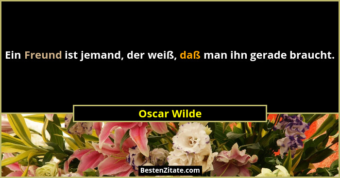 Ein Freund ist jemand, der weiß, daß man ihn gerade braucht.... - Oscar Wilde