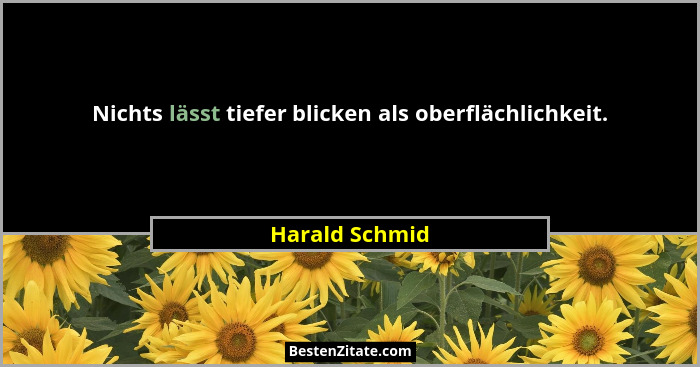 Nichts lässt tiefer blicken als oberflächlichkeit.... - Harald Schmid