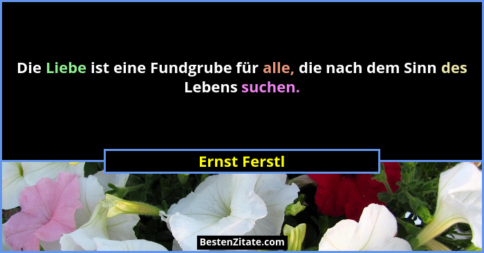 Die Liebe ist eine Fundgrube für alle, die nach dem Sinn des Lebens suchen.... - Ernst Ferstl
