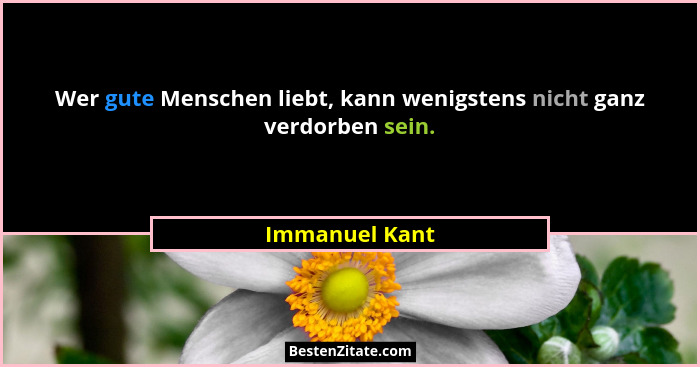 Wer gute Menschen liebt, kann wenigstens nicht ganz verdorben sein.... - Immanuel Kant