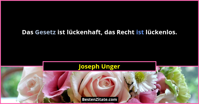 Das Gesetz ist lückenhaft, das Recht ist lückenlos.... - Joseph Unger