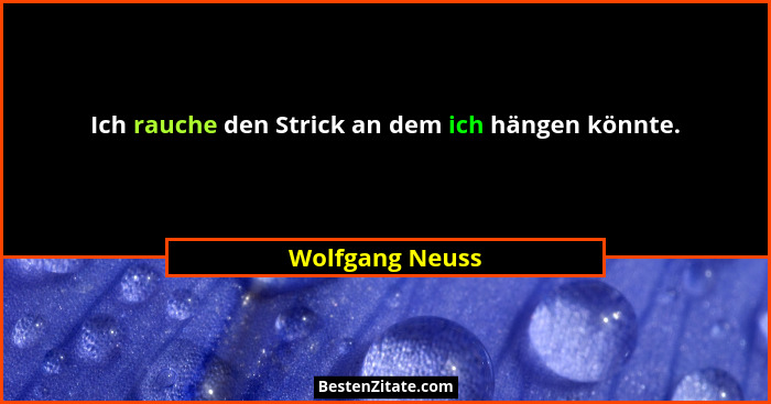 Ich rauche den Strick an dem ich hängen könnte.... - Wolfgang Neuss