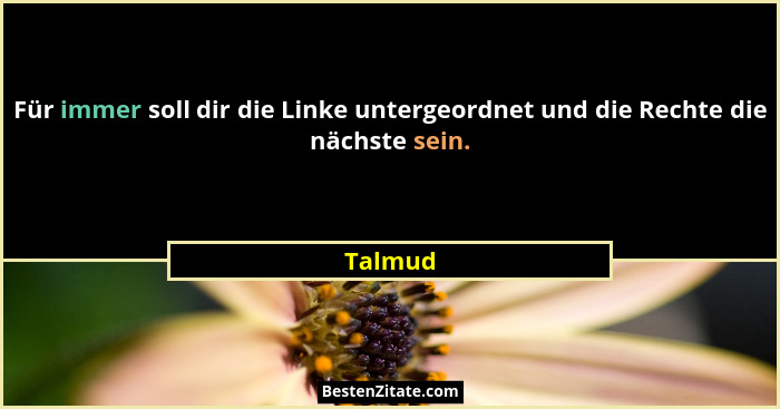 Für immer soll dir die Linke untergeordnet und die Rechte die nächste sein.... - Talmud