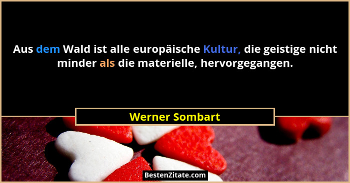 Aus dem Wald ist alle europäische Kultur, die geistige nicht minder als die materielle, hervorgegangen.... - Werner Sombart