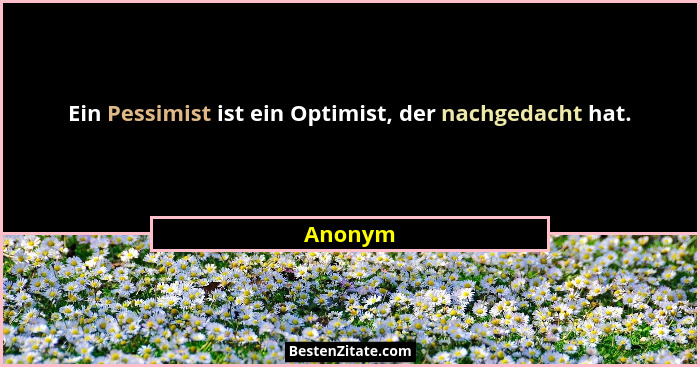 Ein Pessimist ist ein Optimist, der nachgedacht hat.... - Anonym