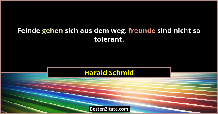Feinde gehen sich aus dem weg. freunde sind nicht so tolerant.... - Harald Schmid