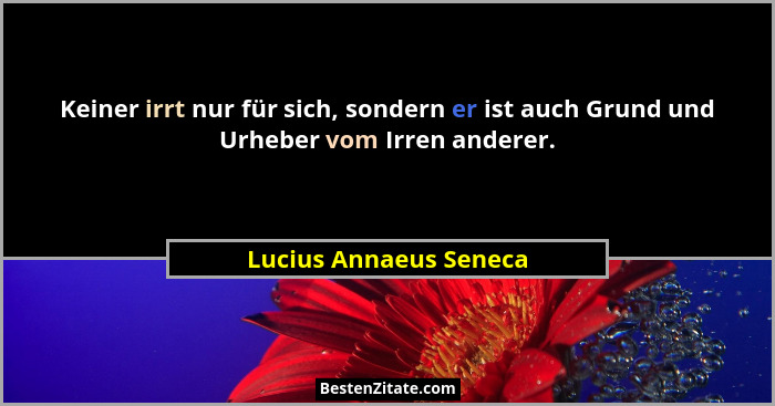 Keiner irrt nur für sich, sondern er ist auch Grund und Urheber vom Irren anderer.... - Lucius Annaeus Seneca