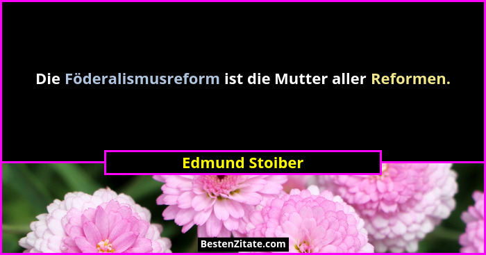 Die Föderalismusreform ist die Mutter aller Reformen.... - Edmund Stoiber