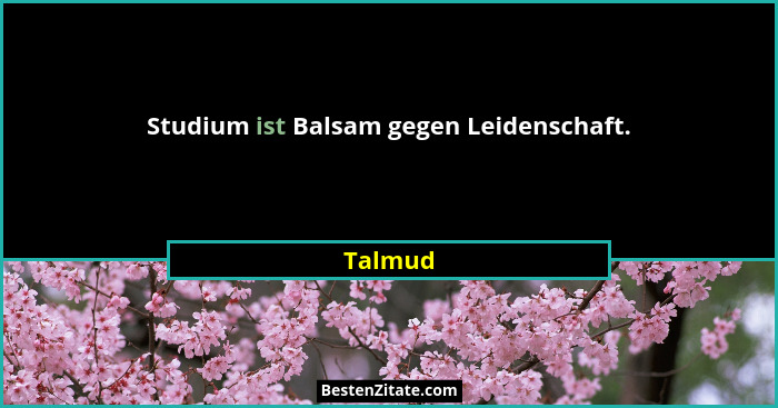 Studium ist Balsam gegen Leidenschaft.... - Talmud