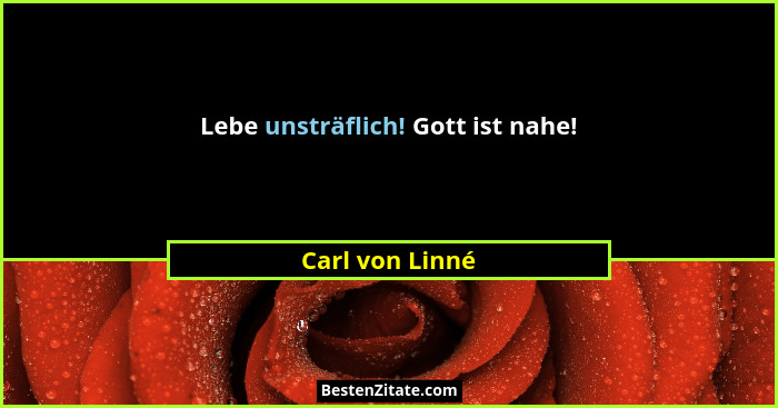 Lebe unsträflich! Gott ist nahe!... - Carl von Linné