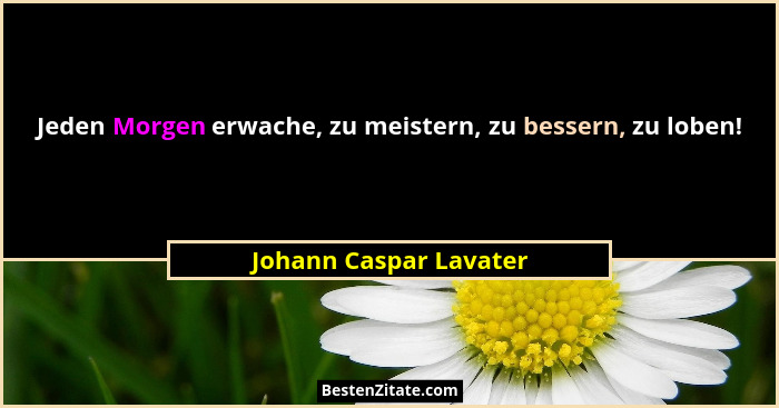 Jeden Morgen erwache, zu meistern, zu bessern, zu loben!... - Johann Caspar Lavater