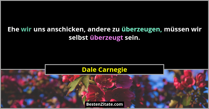 Ehe wir uns anschicken, andere zu überzeugen, müssen wir selbst überzeugt sein.... - Dale Carnegie