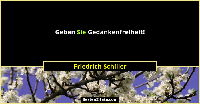 Geben Sie Gedankenfreiheit!... - Friedrich Schiller