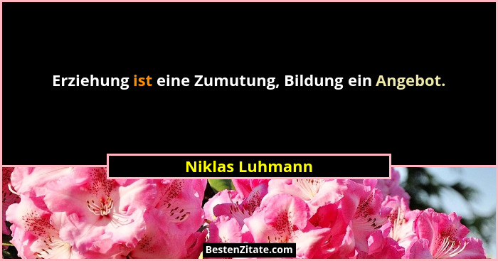 Erziehung ist eine Zumutung, Bildung ein Angebot.... - Niklas Luhmann