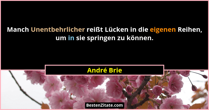 Manch Unentbehrlicher reißt Lücken in die eigenen Reihen, um in sie springen zu können.... - André Brie