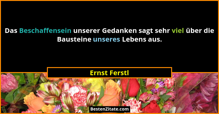 Das Beschaffensein unserer Gedanken sagt sehr viel über die Bausteine unseres Lebens aus.... - Ernst Ferstl