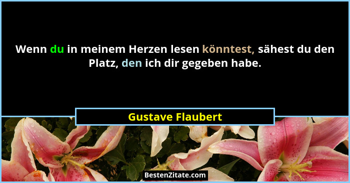 Wenn du in meinem Herzen lesen könntest, sähest du den Platz, den ich dir gegeben habe.... - Gustave Flaubert