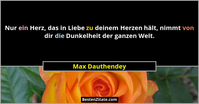 Nur ein Herz, das in Liebe zu deinem Herzen hält, nimmt von dir die Dunkelheit der ganzen Welt.... - Max Dauthendey